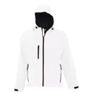 SOLS Mens Replay Hooded Soft Shell Jacket (Breathable, Windproof And Water Resistant) (S) (White)