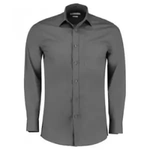 Kustom Kit Mens Long Sleeve Tailored Poplin Shirt (15.5) (Graphite)