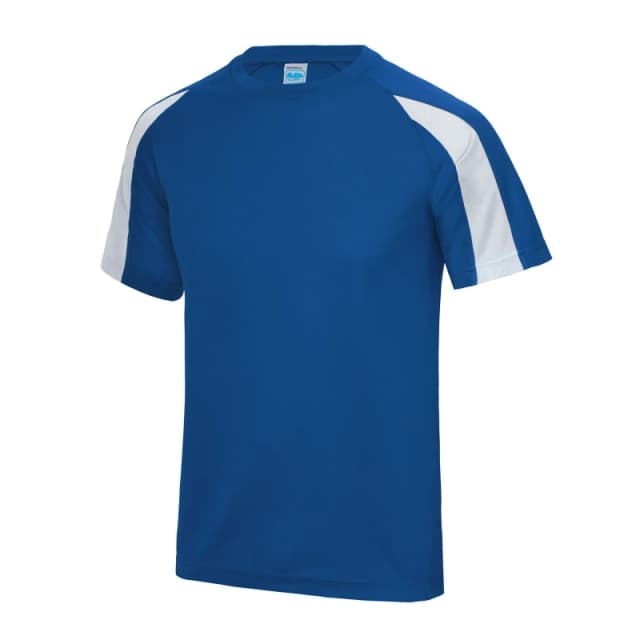 Just Cool Just Cool Men Contrast Cool Sports Plain T-Shirt in Blue Size: X-Small Blue XS Male 5063750787831