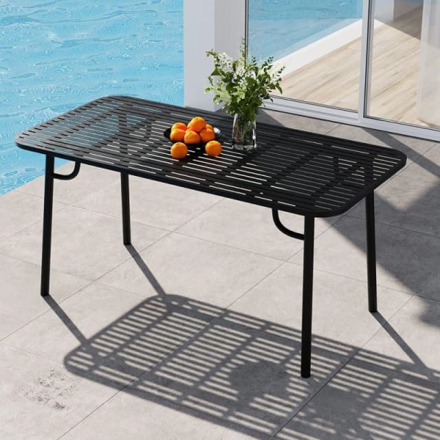 Breeins 1.6m Outdoor Garden Metal Table Black unisex One size