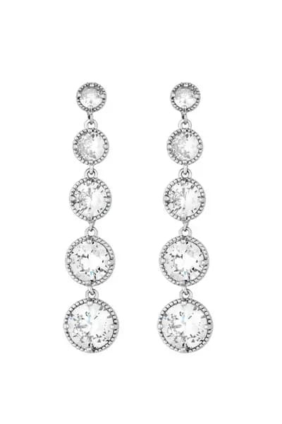 Jon Richard Silver Plated Cubic Zirconia Graduated Drop Earrings Silver