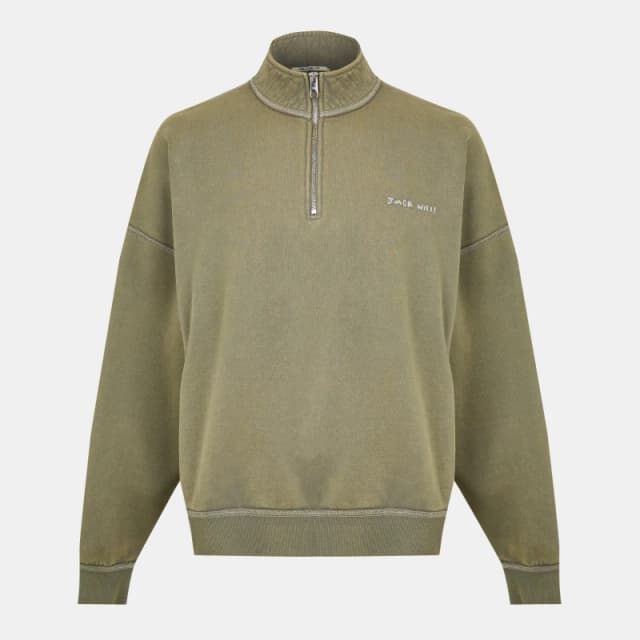 Jack Wills Mens Quarter-Zip Fleece Silver Sage male S