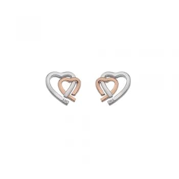 Hot Diamonds Silver & Rose Gold Plated Warm Heart Earrings DE532