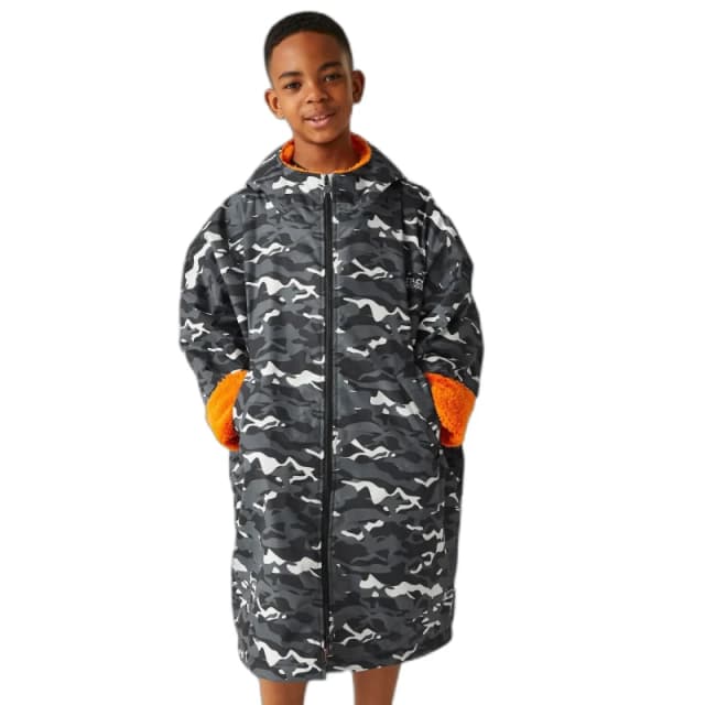 Regatta Unisex Kids Fleece Lined Oversized Fit Waterproof Robe Waterproof Robes 3-5Y Black 60386240145
