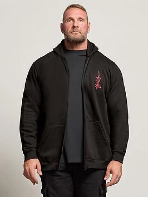 BadRhino BadRhino Men Graphic Zip Through Hoodie in Black Size: 3X-Large Black XXXL Male 5063589387981