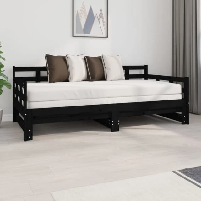 VIDAXL Pull-out Day Bed without Mattress Black 2x(90x190) cm Vidaxl 8720287073642