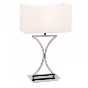 Table Lamp Chrome, White Tc Fabric, E14