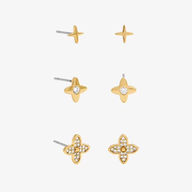 Inicio Crystal Clover Earrings - Pack of 3 - Gift Pouch Multi Earrings One Size Gold 41593610000