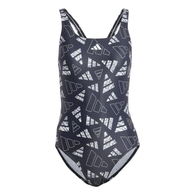 adidas 3 Bar Logo Graphic Swimsuit Womens - Black XS