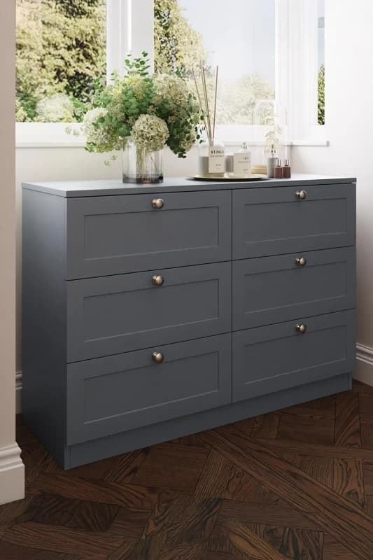 FWStyle FWStyle Dark Grey 6 Drawer Panelled Chest Of Drawers Grey One Size Unisex 5056413127310