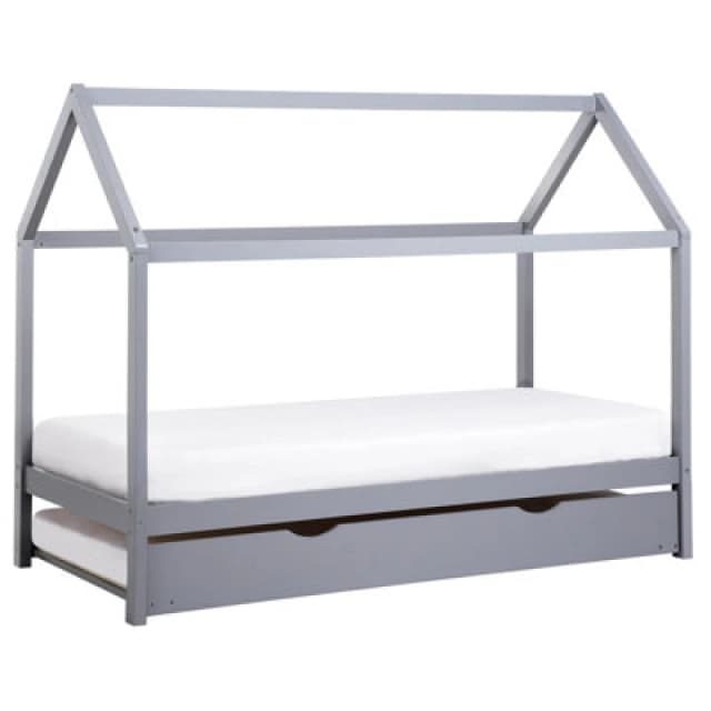 Beliani Kids Trundle Bed Pine Wood Crillon 90 X 200 Cm (Eu Single) Grey