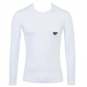 Emporio Armani Shiny Logo Band Long Sleeve T-Shirt White Size L Men
