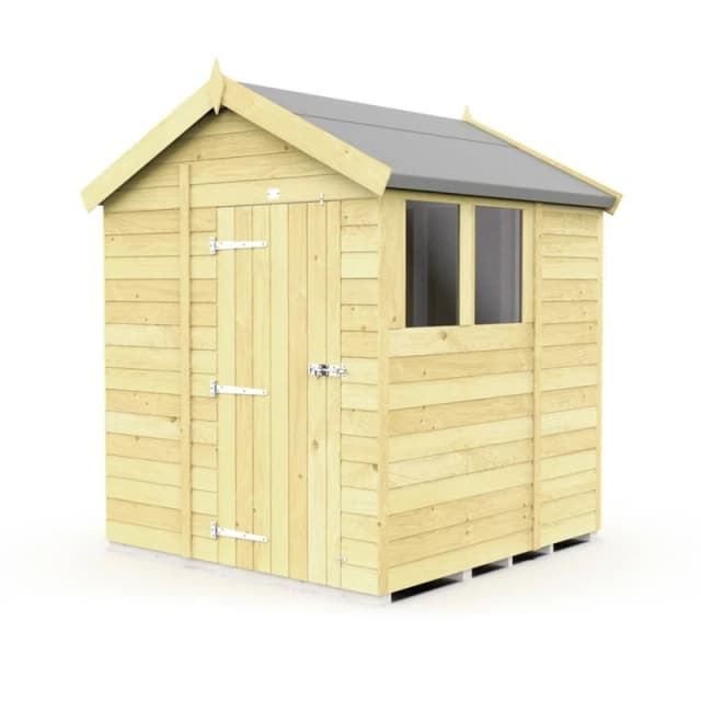 Buttercup Farm 6 x 7 Feet Apex Shed - Single Door W/ Windows - L214 x W175 x H217cm in Brown Brown Unisex