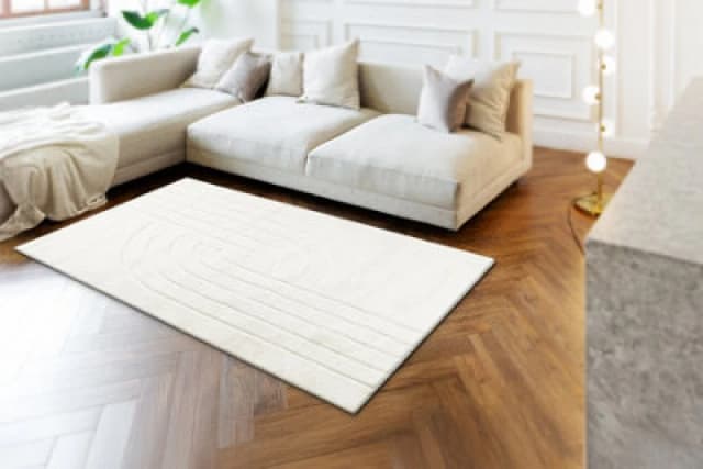 RugsX Curvy White 11 Curves Washable Rug, Structured, Embossed, Plush 60X100 Cm