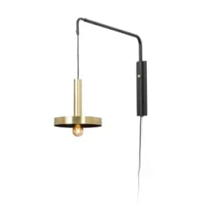 Whizz Wall Light Extendable Satin Gold, Black 1x E27