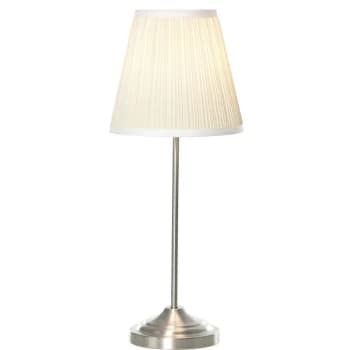 Classic Elegant Home Table Lamp w/ Pleated Fabric Lampshade Foot Switch - Homcom