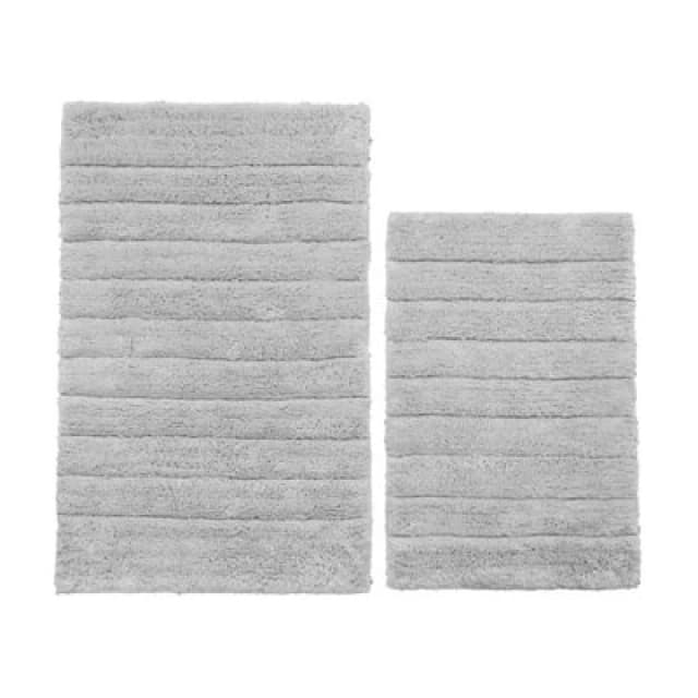 Allure Bath Fashions Marlow Ribbed Two Piece Bath Mat Set - Dove Grey