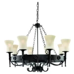 Cartwheel 8 Light Multi Arm Chandelier Black Finish, E27