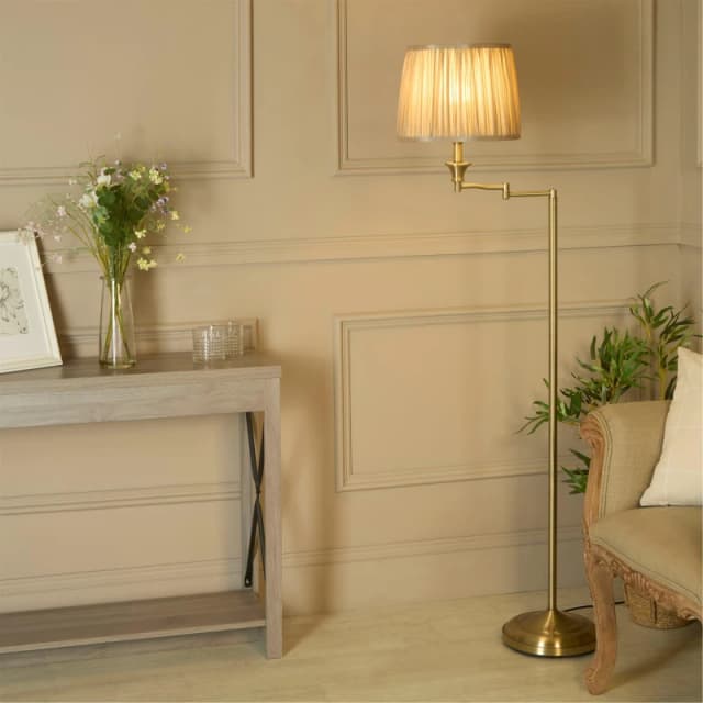 Lighting Collection Ab Swing Arm Floor Lamp with Pleated Shade Metallics unisex One size