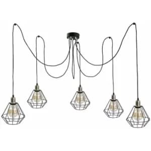 Keter Foskal Cluster Pendant Ceiling Light Gold, 5x E27