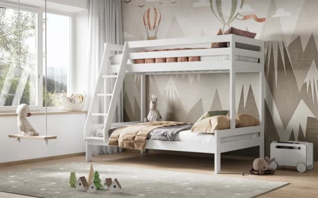 Noomi Nora Solid Wood Triple Bunk Bed in White Size: EU Single White Unisex EU Single