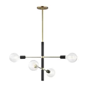 Astrid 4 Light Chandelier Brass, Black