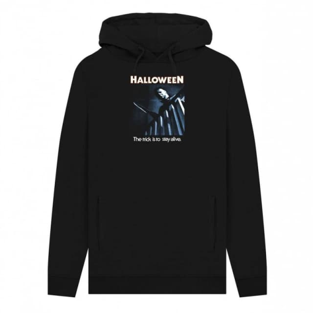 Halloween Mens Trick To Stay Alive Hoodie in Black Size: Small Black Male S