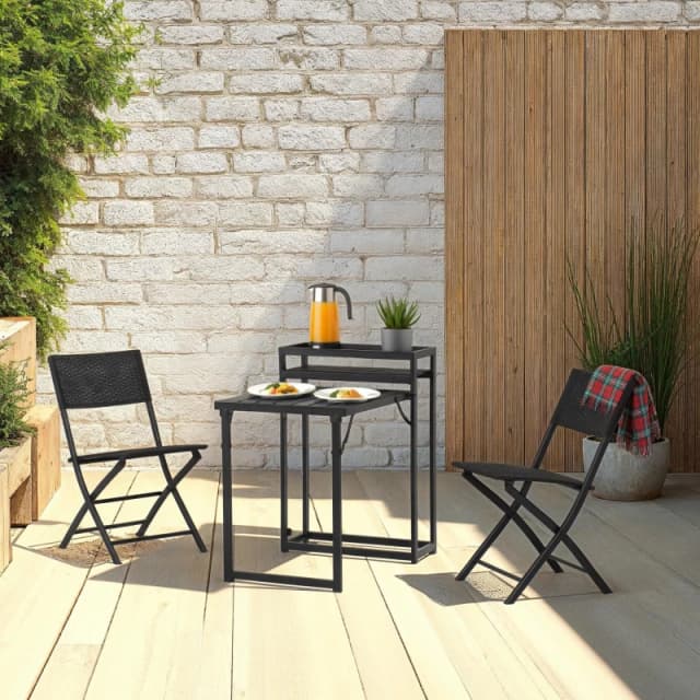 Seconique Foldaway 1+2 Garden Set - Black 700-701-001