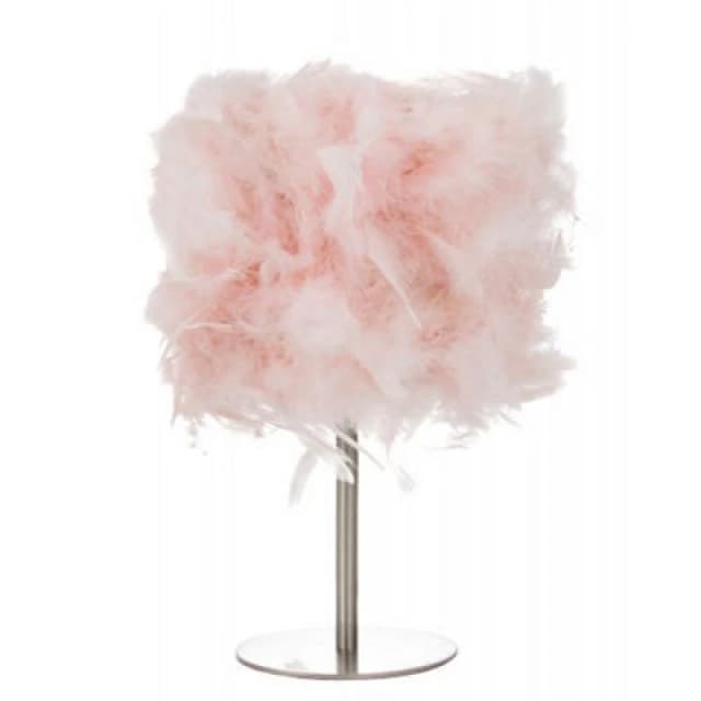 Happy Homewares Modern And Chic Real Pink Feather Table Lamp With Satin Nickel Base And Switch