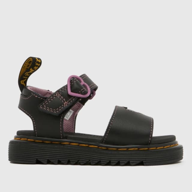 Dr. Martens Black Marlowe Hearts II Girls Toddler Sandals Black UK 8 (EU 26)