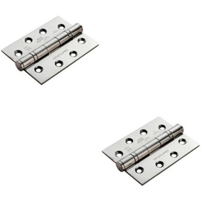 Loops 2x PAIR 102 x 76 x 3mm 13 Ball Bearing Hinge Stainless Steel Interior Door Metallics