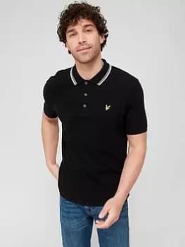 Lyle & Scott Dashed Tipped Polo Shirt - Black, Size 2XL, Men