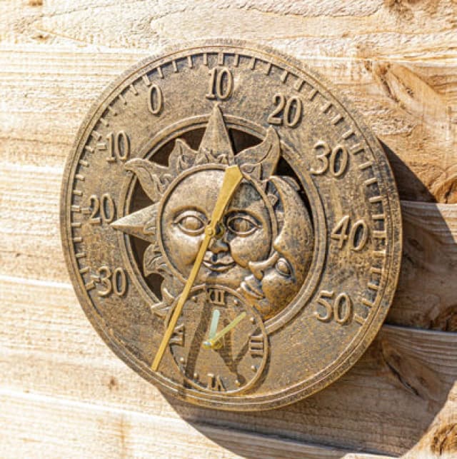 Marco Pau Sun Moon Outdoor Clock And Thermometer