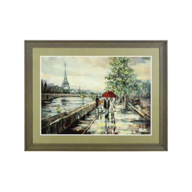 Premier Housewares Framed Paris Wall Art 90x70cm Home Wall Decor Brown