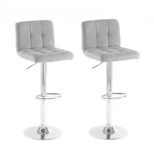 Neo Dark Grey Fabric Bar Stools With Polished Chrome Legs Set Of Two