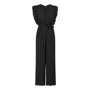 Mela London Black Pleated Wrap Jumpsuit - Black
