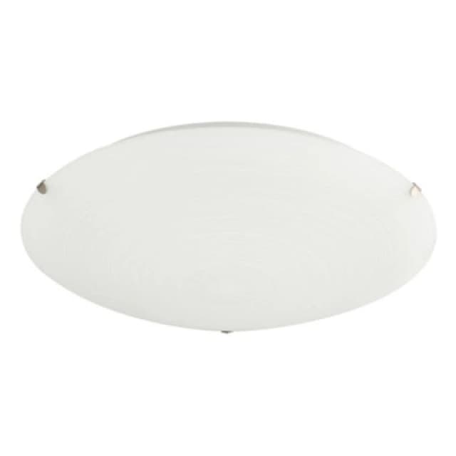 Happy Homewares Frosted White Flush 30Cm Glass Ceiling Light Fitting With Soft Swirl Decoration