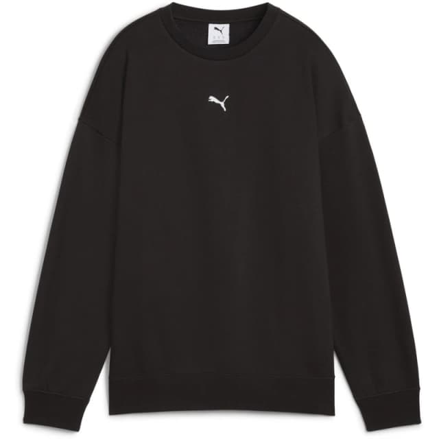 Puma Womens Oversized Sweatshirt Crew Sweaters 8 (XS) Black 66585903310