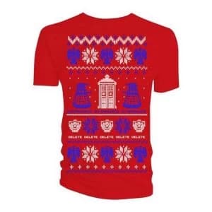 Doctor Who - Ugly Xmas Sweater Mens Small T-Shirt - Red