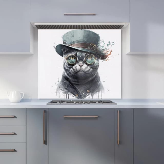 Warren Reed - Designer British Shorthair Cat Splashart Kitchen Splashback Size: 600mm x 750mm Multicolor Unisex 600mm x 750mm