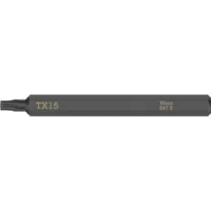 Wera 867 S Torx Screwdriver Bit for Hand Impact Drivers T15 70mm Pack of 1