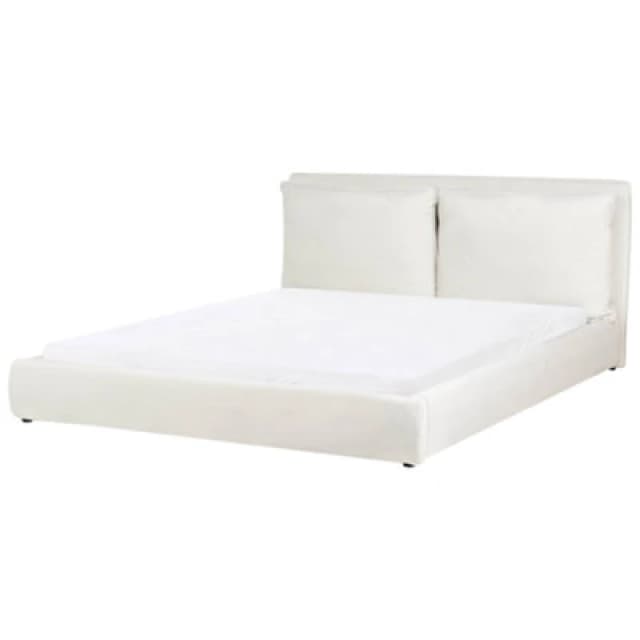Beliani Bed Velvet Bajonna 180 X 200 Cm (Eu Super King) Off-White