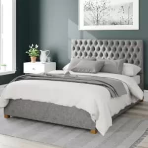 Button Tufted Twill/Knit Ottoman Storage Bed