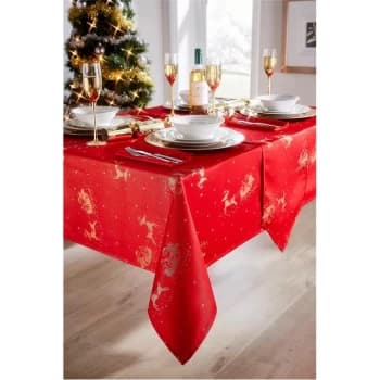 The Spirit Of Christmas Jacquard Sleigh Napkins - Red/Gold
