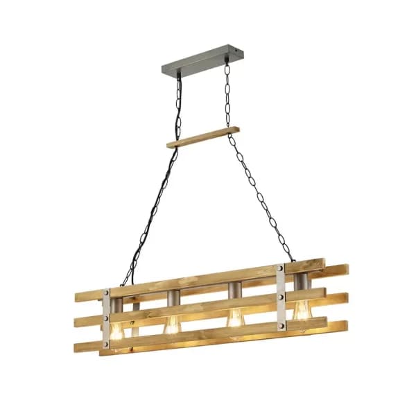 Khan Vintage 4 Light Bar Pendant Ceiling Light Nickel antique