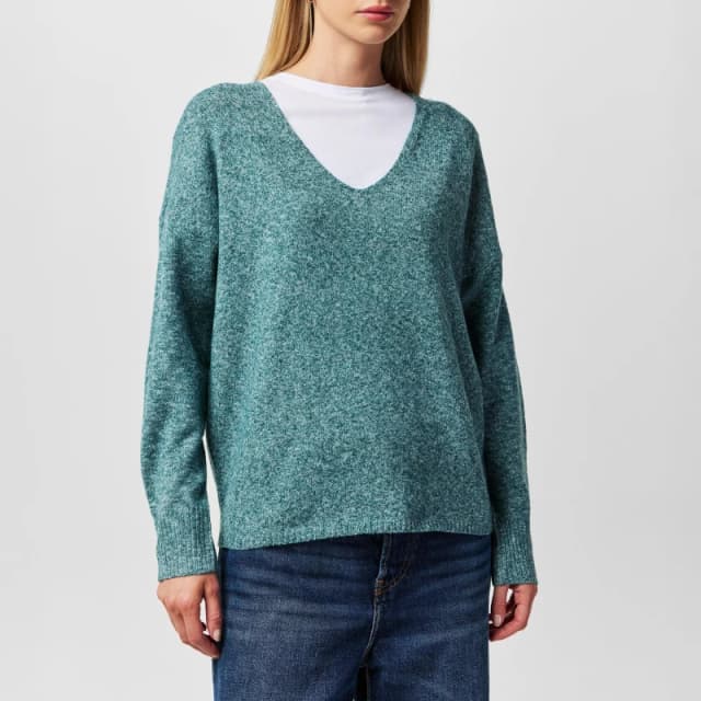 Only Rica Long Sleeve V-Neck Knitted Top - Green Green 10