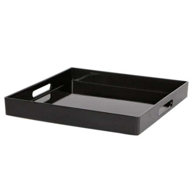 Argon Tableware Serving Tray - 33Cm - Black Square Tray Metallic Decorative Breakfast Tray Melamine Food Tray