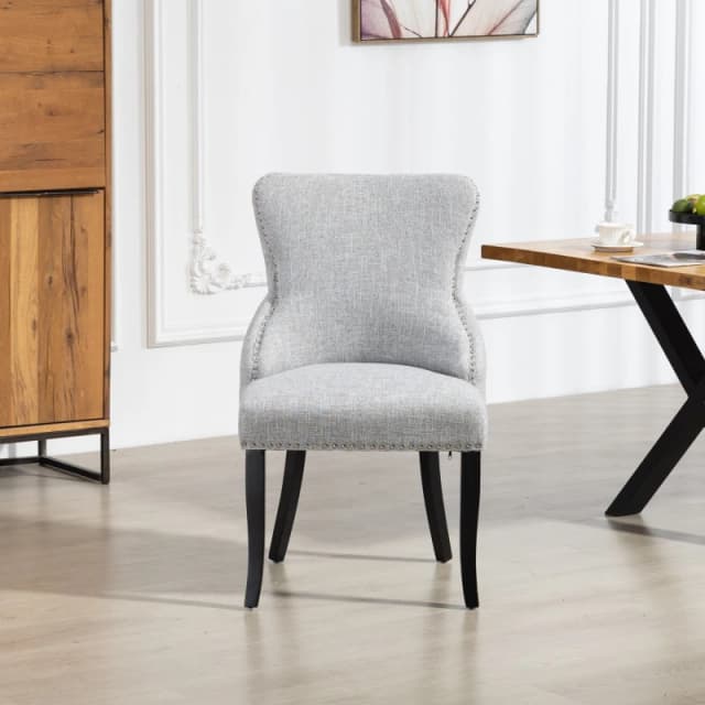 Artemis Home Rodello Fabric Dining Chairs - Set of 2 in Light Grey Size: 2 Pack Light Grey Unisex 2 Pack