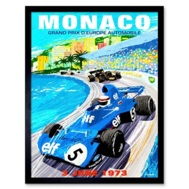 Artery8 Vintage Advert Motor Sport Monaco Grand Prix 1973 Framed Wall Art Print