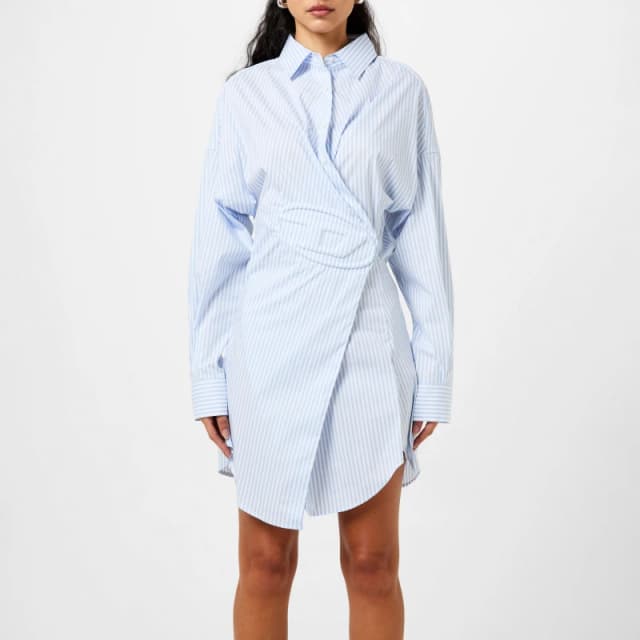 Diesel Short Shirt Dress In Stretch Poplin Blue Stripe female 8